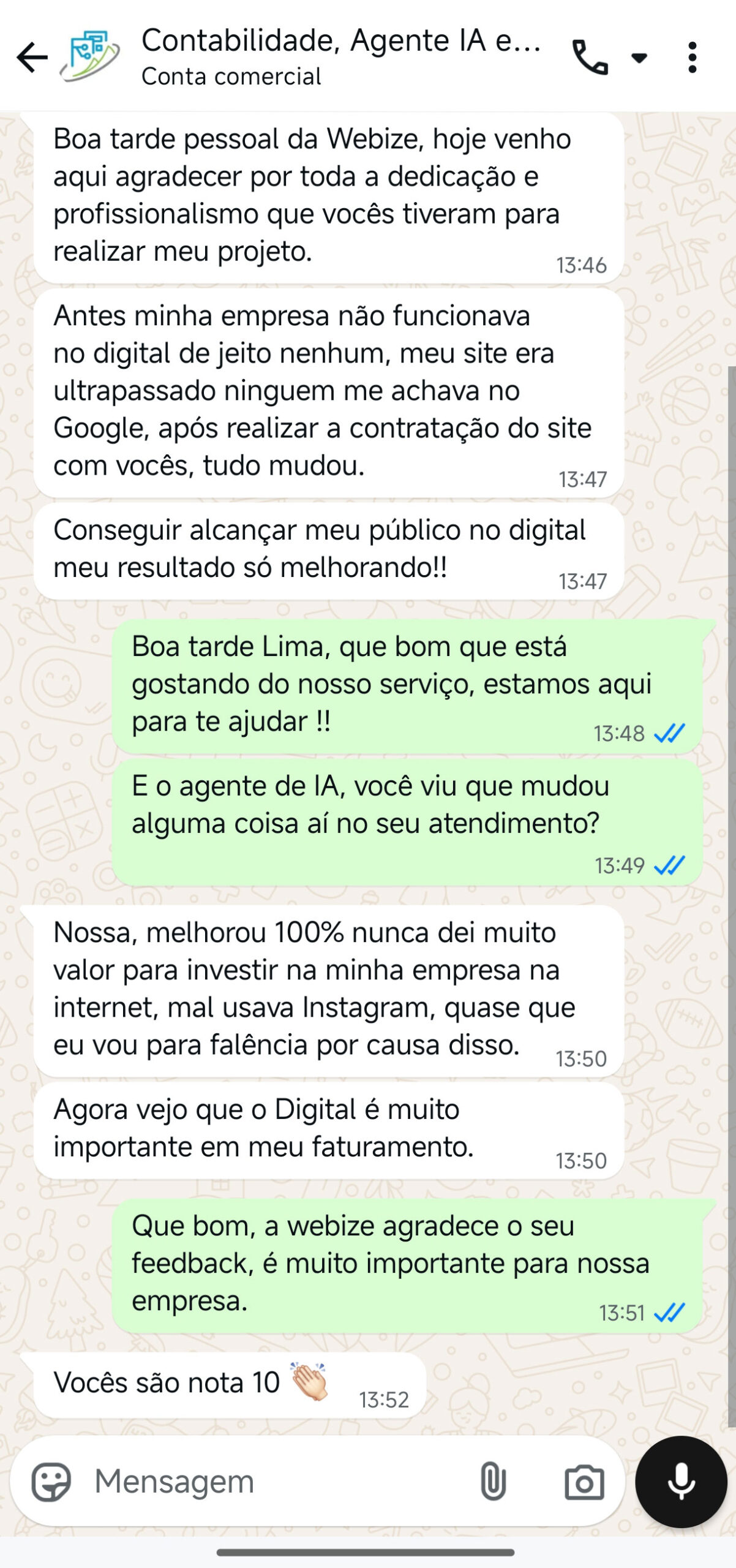 Conversa WhatsApp — Depoimento 6