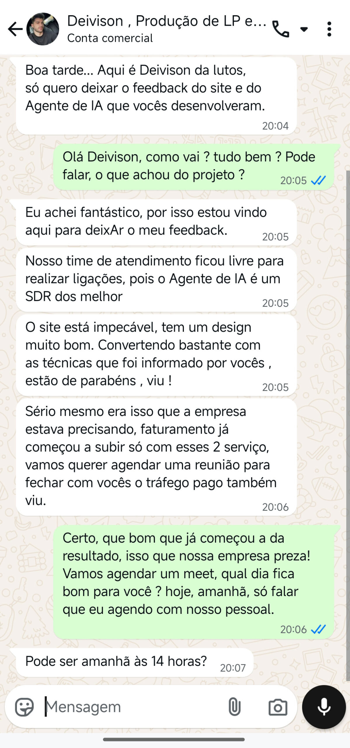 Conversa WhatsApp — Depoimento 2
