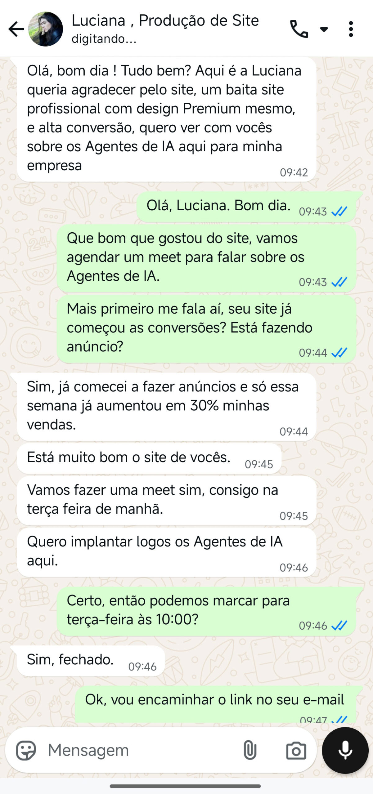 Conversa WhatsApp — Depoimento 3